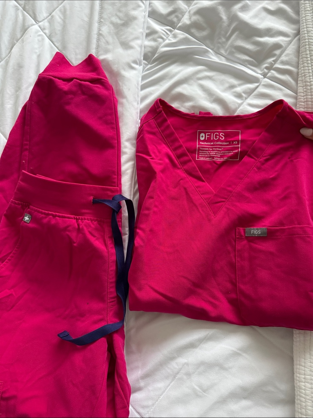 FIGS Women's Hot Pink Scrub Top & Drawstring Jogger Pants